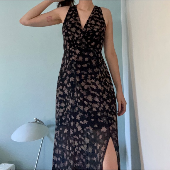 BCBGeneration Black and Taupe Sheer Star Print Dress - Picture 3 of 7